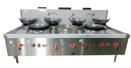 SML-2140B5 Double Turbo Burner Stove with Water Pot and four Rear Pot