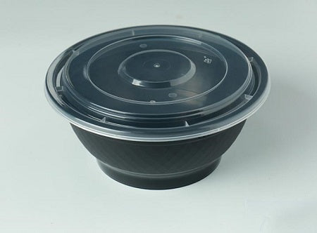 7″ Round Black Disposable Bowl with Lid NB-38