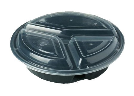 9″ Round Black Container with Lid JR-348