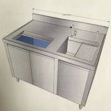 S/S Countertop Cabinet with Sink & Ice Bin T120-DC T150-SC T180-SC