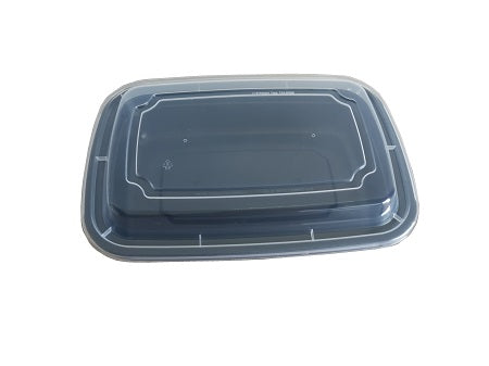 9″ Rectangular Black Container with Lid LR-28
