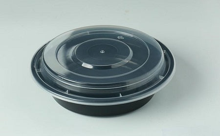 7″ Round Black Container with Lid Y-24