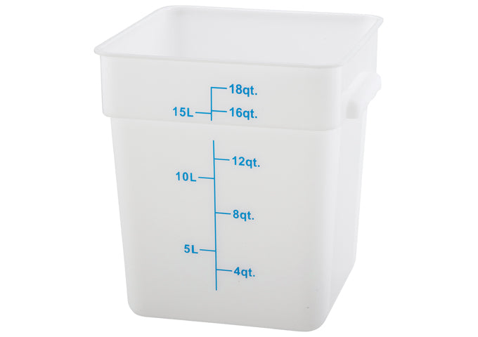 Square Storage Container, White Polypropylene