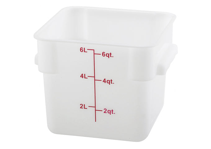 Square Storage Container, White Polypropylene