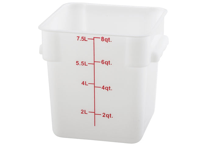 Square Storage Container, White Polypropylene