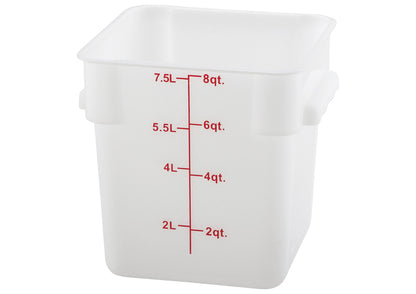 Square Storage Container, White Polypropylene