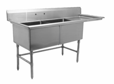 18" Double Sink with Right Drain Board SM-D1818-R