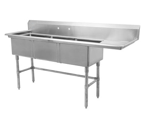 18" Triple Sink with Right Drain Board SM-T1818-R