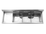 24" Triple Sink with Left Drain Board SM-T2424-L