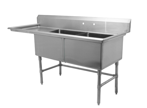 24" Double Sink with Left Drain Board SM-D2424-L